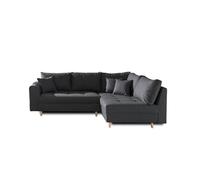 Rune - canapé d'angle convertible - avec pouf - 4 places - style scandinave - Droit - Gris foncé