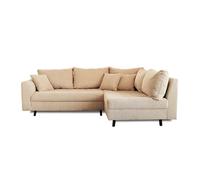 Lisa Design - Canapé d'angle Droit - Rune en Velours Côtelé - Sofa Beige 4 Places - Salon