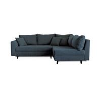 Lisa Design - Canapé d'angle droit Rune - Velours côtelé - 4 places - Bleu nuit