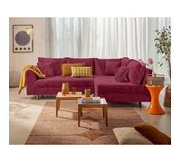 Rune - canapé d'angle droit 4 places en velours texturé - Prune