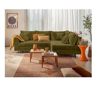 Rune - canapé d'angle droit 4 places en velours texturé - Vert Olive