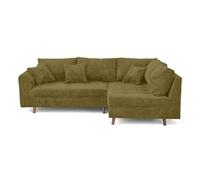 Rune - canapé d'angle droit 4 places en velours texturé - Vert Olive