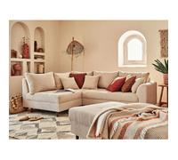 Lisa Design - Canapé d'angle Convertible - Angle Gauche - Rune en Velours Côtelé - Canapé Lit - Sofa Beige 4 Places - Salon