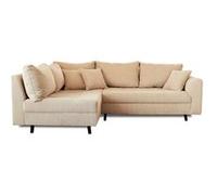 Lisa Design - Canapé d'angle Convertible - Angle Gauche - Rune en Velours Côtelé - Canapé Lit - Sofa Beige 4 Places - Salon