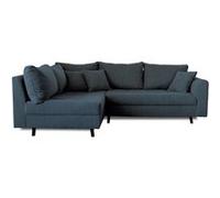 Lisa design Canapé d'angle Rune 4 places angle gauche velours côtelé pouf d'appoint Bleu nuit