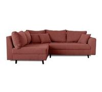 Lisa design Canapé d'angle gauche Rune 4 places avec pouf d'appoint en velours côtelé Terracotta