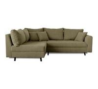 Rune - canapé d'angle gauche - 4 places - avec pouf d'appoint - en velours côtelé - Vert