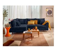 Rune - canapé d'angle gauche 4 places en velours texturé - Bleu