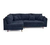 Rune - canapé d'angle gauche 4 places en velours texturé - Bleu