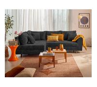 Rune - canapé d'angle gauche 4 places en velours texturé - Gris Anthracite