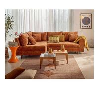 Rune - canapé d'angle gauche 4 places en velours texturé - Rouille