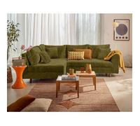 Rune - canapé d'angle gauche 4 places en velours texturé - Vert Olive