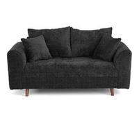 Lisa Design - Rune - canapé Droit 2 Places en Velours texturé, Gris Anthracite