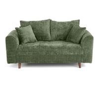 Lisa Design - Rune - canapé Droit 2 Places en Velours texturé, Vert Sauge