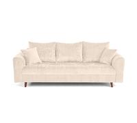 Lisa Design - Rune - canapé Droit 3 Places en Velours texturé, Beige