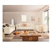 Lisa Design - Rune - canapé Droit 3 Places en Velours texturé, Beige