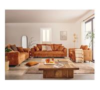 Rune - canapé droit 3 places en velours texturé - Rouille