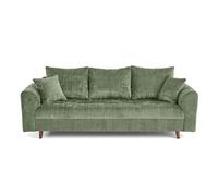 Lisa Design - Rune - canapé Droit 3 Places en Velours texturé, Vert Sauge