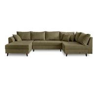 Lisa Design - Canapé d'angle Convertible - Angle Droit - Rune en Velours Côtelé - Canapé Lit - Sofa Vert 7 Places - Salon