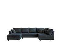 Rune - canapé panoramique d'angle droit - 7 places - en velours côtelé - Bleu nuit Bleu nuit