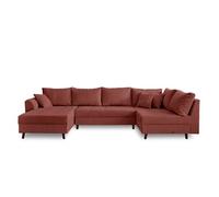 Rune - canapé panoramique d'angle droit - 7 places - en velours côtelé - Terracotta Terracotta
