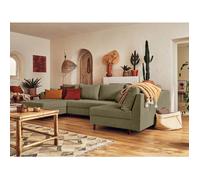 Rune - canapé panoramique d'angle droit - 7 places - en velours côtelé - Vert