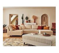 Rune - canapé panoramique d'angle gauche - 7 places - avec pouf d'appoint - en velours côtelé