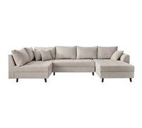 Rune - canapé panoramique d'angle gauche - 7 places - en velours côtelé - Gris clair Gris clair