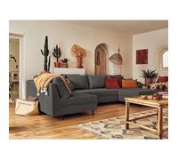 Rune - canapé panoramique d'angle gauche - 7 places - en velours côtelé - Gris foncé Gris foncé