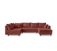 Rune - canapé panoramique d'angle gauche - 7 places - en velours côtelé - Terracotta Terracotta