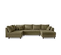 Rune - canapé panoramique d'angle gauche - 7 places - en velours côtelé - Vert Vert