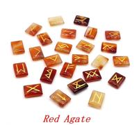 Rune De Cristal Naturelle D'europe Du Nord,Quartz De Charbon,Oracle,Outils De Prédiction De L'avenir,Reiki,Massage De Guérison,Cadeau Viking - Type Red Agate-1pcs