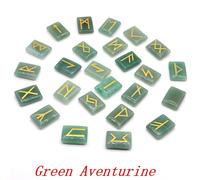 Rune De Cristal Naturelle D'europe Du Nord,Quartz De Charbon,Oracle,Outils De Prédiction De L'avenir,Reiki,Massage De Guérison,Cadeau Viking - Type Green Aventurine-1pcs