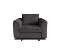 Lisa Design - Fauteuil Rune en Velours Côtelé Gris Foncé - Salon