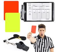 RUNEAY Cartes d'Arbitre de Football,Carton Arbitre Set avec Cartons Jaune et Rouge Sifflet Arbitre Carnets Scores avec Crayon,pour Le Jeu de Football Sport Scolaire Entraînement Sportif