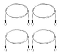 RUNEAY Lot de 4 câbles métalliques avec œillets - Câble antivol de sécurité en acier avec œillets - Câble de sécurité pour meubles de jardin, meubles de terrasse, vélo, bagages (épaisseur : 2,5 mm)