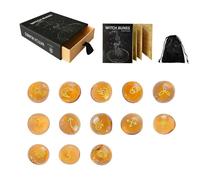 Runes de sorcière, runes d’artisanat de sorcière | 13 runes de divination en verre avec instructions, pochette,Outils artisanaux portables, fournitures de sorcières pour sorcières diseuses de bonne av
