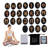 Runes Set - Mystique Avec Manuel Et Sac De Rangement - Runes En Bois De 25 Pièces Pour Méditation, Spirituel, Divertissement, Ameublement Pour La Maison, Élargissez Vos Horizons