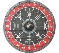 Runes slaves d'Halloween Candavion 61 cm Bouclier Viking en bois noir et rouge., comme sur l'image, Medium
