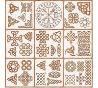 Runes Stencils Set of 9 Celtic Painting Drawing Stencils Reusable Stencil with Viking Symbol for Wood,Stones,Fabric POCHOIR CREATIF