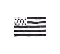 Runesol Drapeau Bretagne, Drapeau Breton, 91x152cm, 3ft x 5ft, Kroaz Du, 4 Œillets, Extérieur, Couleurs Vives, Mardi Gras