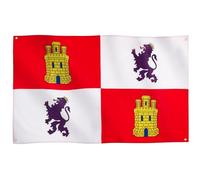 Runesol Drapeau de Castille et Léon, 91x152cm, 3ft x 5ft, 4 anneaux, œillet dans chaque coin, Castilla y León, Léon et Castille, Castela e Leão, Drapeaux Premium, intérieur, extérieur, couleurs vives