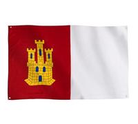 Runesol Drapeau de la Castille-La Manche, 91x152cm, 3ft x 5ft, 4 Anneaux, Œillet dans chaque coin, Castilla La Mancha, Castela la Mancha, Drapeaux Premium, Intérieur, extérieur, couleurs vives