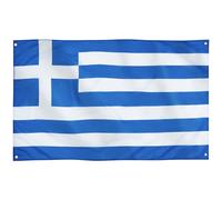 Runesol Drapeau de la Grèce, 91x52cm, 3ft x 5ft, 4 Anneaux, Oeillet dans chaque coin, Drapeau Grec, Blanc et Bleu, Ελληνική Σημαία, Drapeaux Premium, Extérieur, Jour de l'indépendance