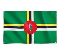 Runesol Drapeau Dominique, 91x152cm, 3ft x 5ft, 4 Anneaux, œillet dans chaque coin, Drapeau caribéen, Commonwealth de la Dominique, Drapeaux Premium, Intérieur, Extérieur, Bannière
