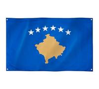 Runesol Drapeau du Kosovo, 91x52cm, 3ft x 5ft, 4 Anneaux, Oeillet dans chaque coin, Republique du Kosovo, Flamuri i Kosovës, Косовска застава, Drapeaux Premium, Intérieur, Extérieur, Couleurs vives