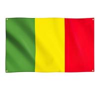 Runesol Drapeau du Mali, 91x152cm, 3ft x 5ft, 4 Anneaux, œillet dans chaque coin, Drapeau de la république du Mali, Tricolore, Drapeaux Premium, Intérieur, Extérieur, Couleurs vives