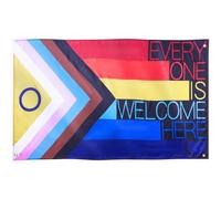 Runesol Drapeau Everyone Is Welcome, 91x52cm, 3ft x 5ft, 4 Anneaux, Drapeaux de la fierté, drapeau LGBT, Drapeau gay, Drapeaux de la sexualité, Intérieur, Extérieur