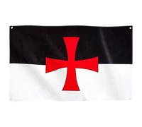 Runesol Drapeau Foot Knights Templar Battle, Drapeaux Bataille des Templiers, 91 x 152 cm (3 ft x 5 ft), Drapeaux Templiers Baussant, Drapeau de Église Catholique Romaine, 4 œillets