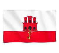 Runesol Drapeau Gibraltar, 91x152cm, 3ft x 5ft, 4 Anneaux, œillet dans chaque coin, Drapeau château et rapeaux Premium, Intérieur, Extérieur, Couleurs vives
